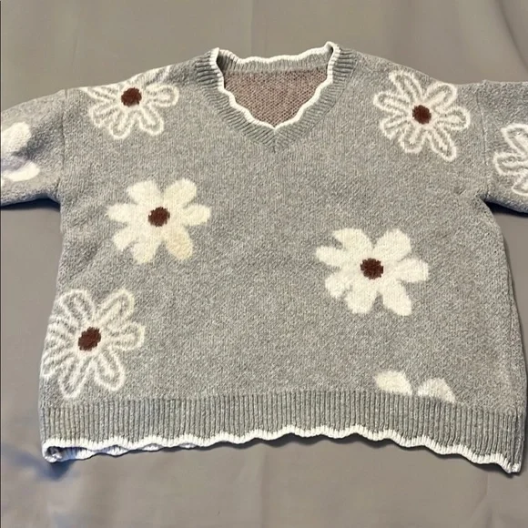 Warm Floral Gray Sweater - Picture 2 of 6